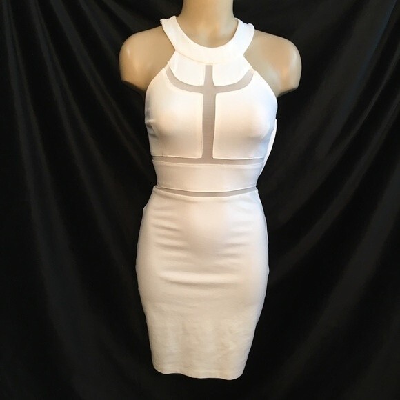 Guess White Sleeveless Cutout Panel Mini Dress XS - Picture 7 of 12